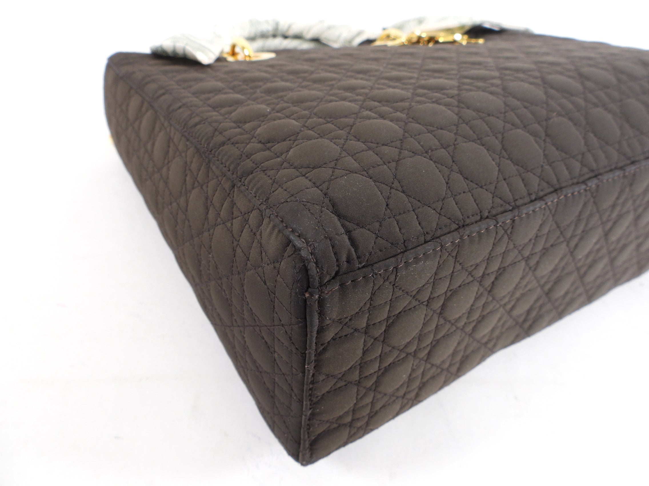Christian Dior Vintage Lady Dior Brown Nylon Bag