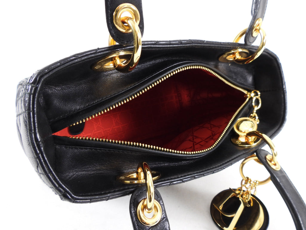 Dior Lady Dior Black Lambskin Cannage Bag