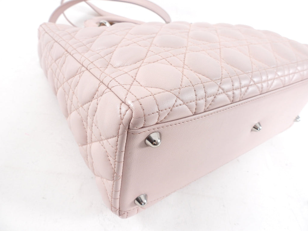 Dior Neutral Shell Pink Cannage Quilted Leather Large Lady Dior Bag