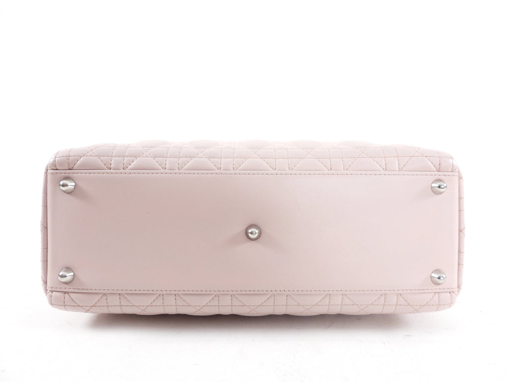 Dior Neutral Shell Pink Cannage Quilted Leather Large Lady Dior Bag