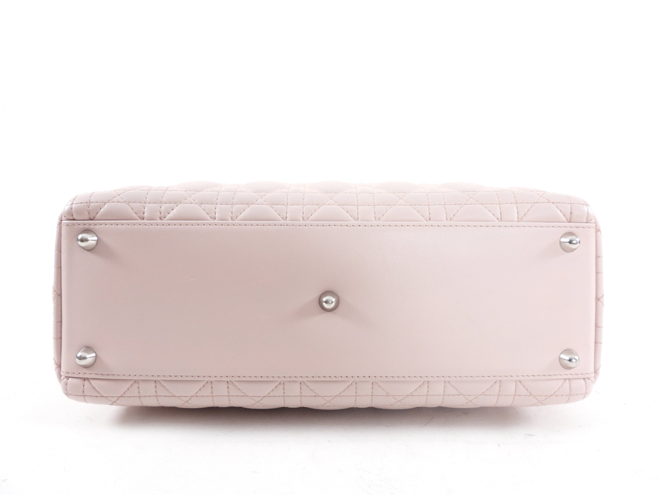 Dior Neutral Shell Pink Cannage Quilted Leather Large Lady Dior Bag