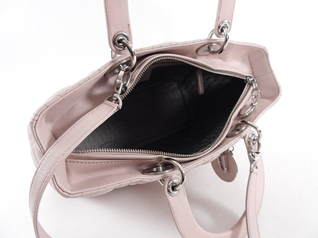 Dior Neutral Shell Pink Cannage Quilted Leather Large Lady Dior Bag