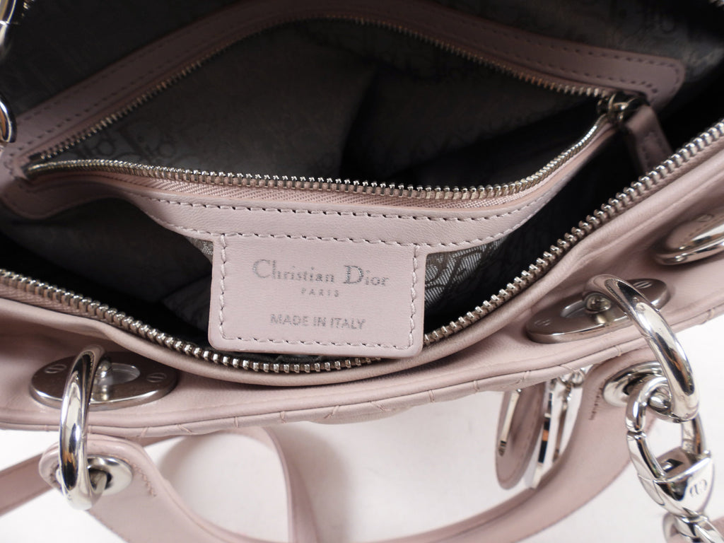 Dior Neutral Shell Pink Cannage Quilted Leather Large Lady Dior Bag
