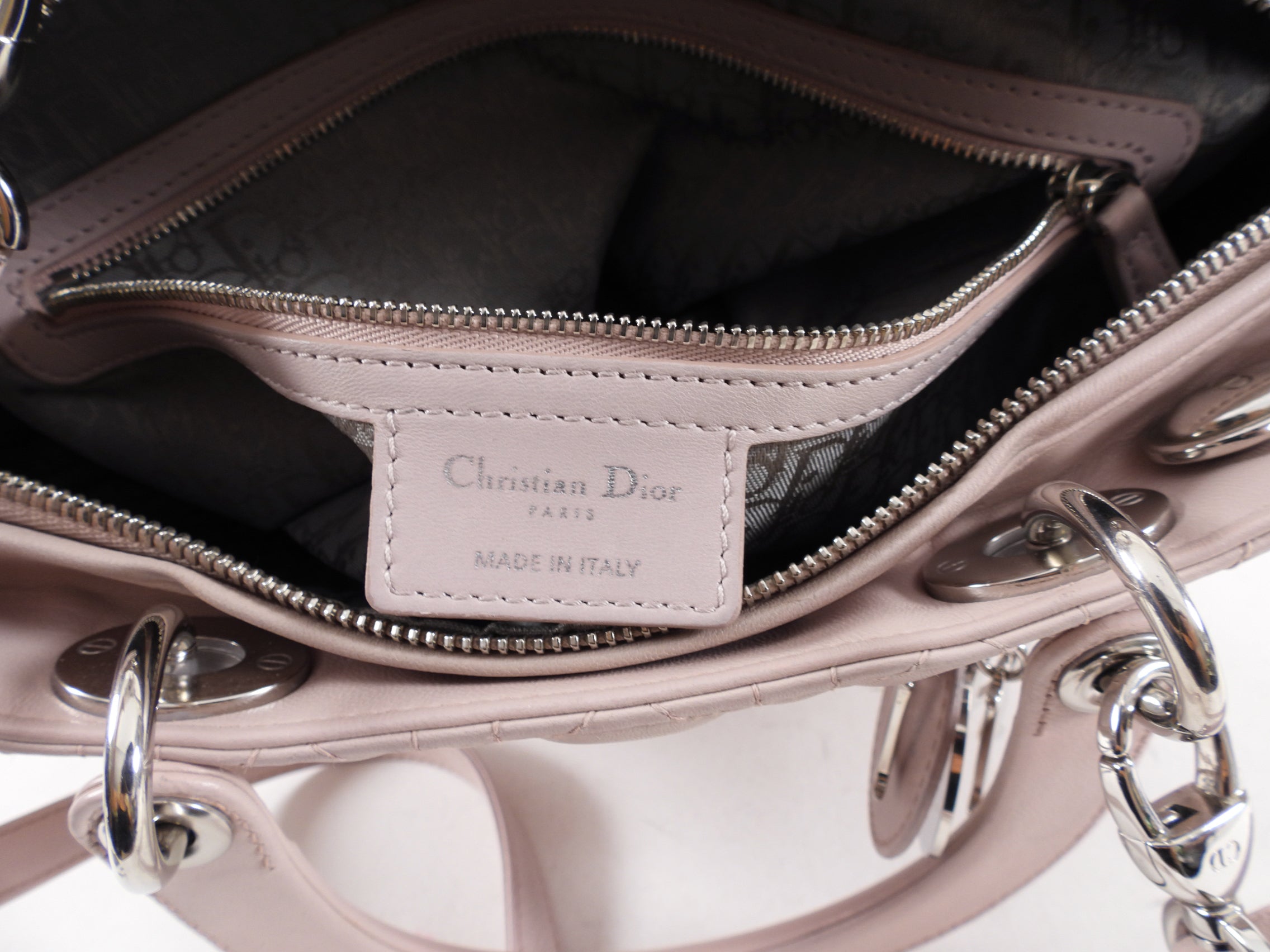 Dior Neutral Shell Pink Cannage Quilted Leather Large Lady Dior Bag