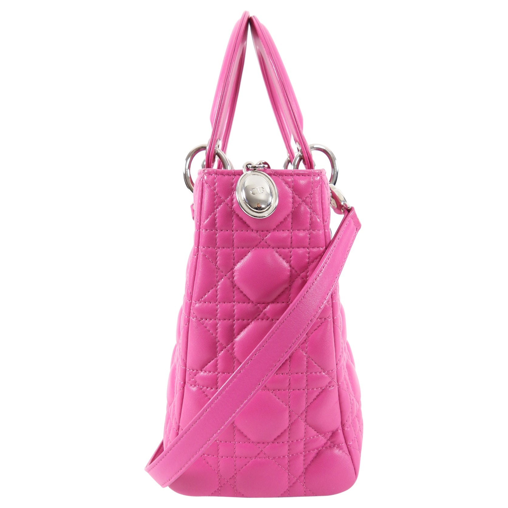Dior Lady Dior Medium Cannage Lambskin Fuchsia Pink Bag