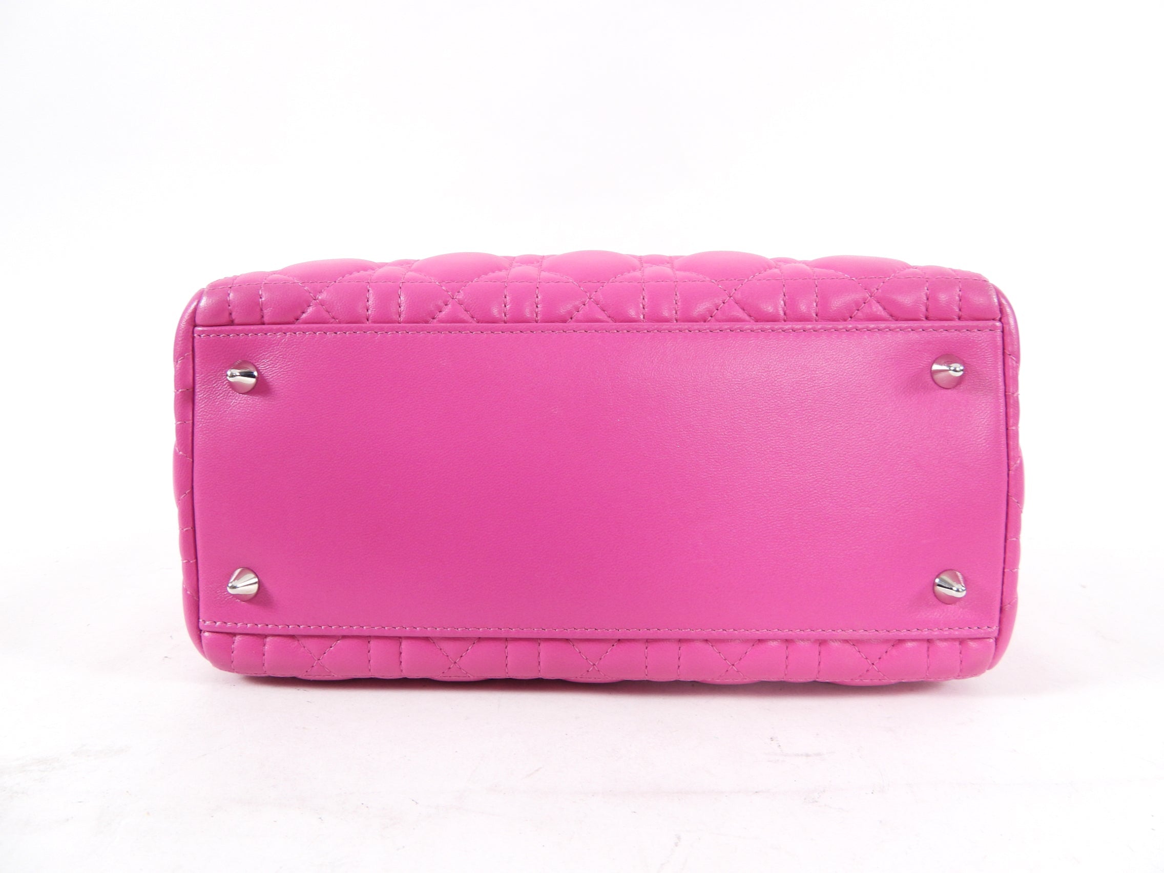 Dior Lady Dior Medium Cannage Lambskin Fuchsia Pink Bag