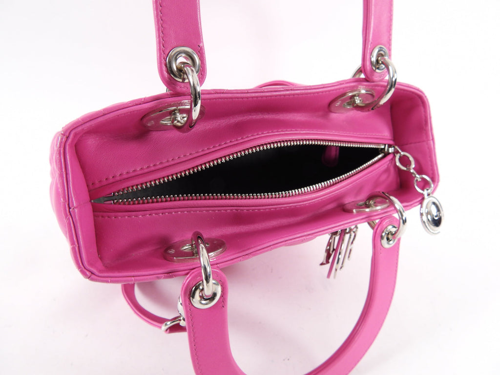 Dior Lady Dior Medium Cannage Lambskin Fuchsia Pink Bag
