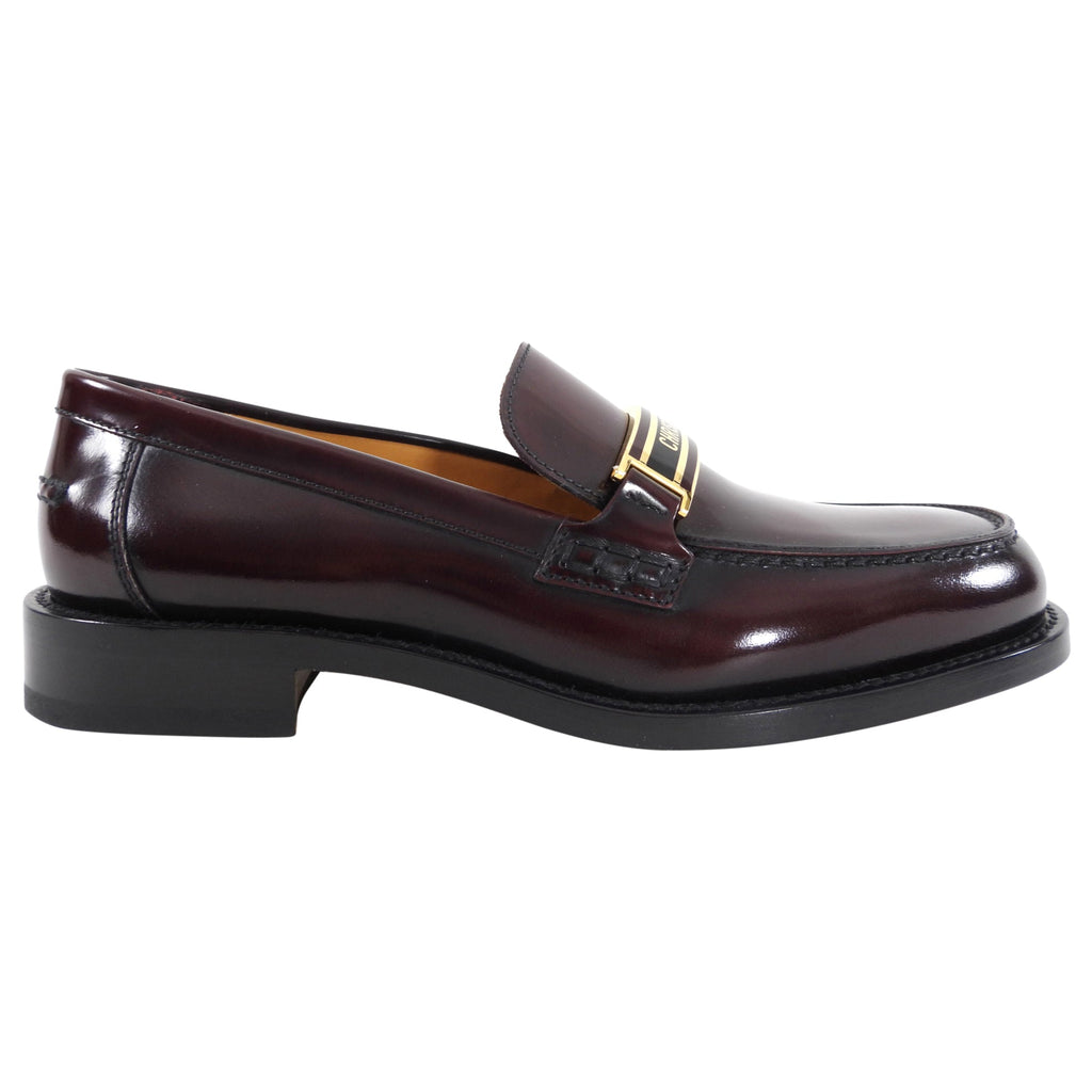 Dior Dark Mahogany Brown Monogram Logo Plaque Loafers - 39.5 / 9