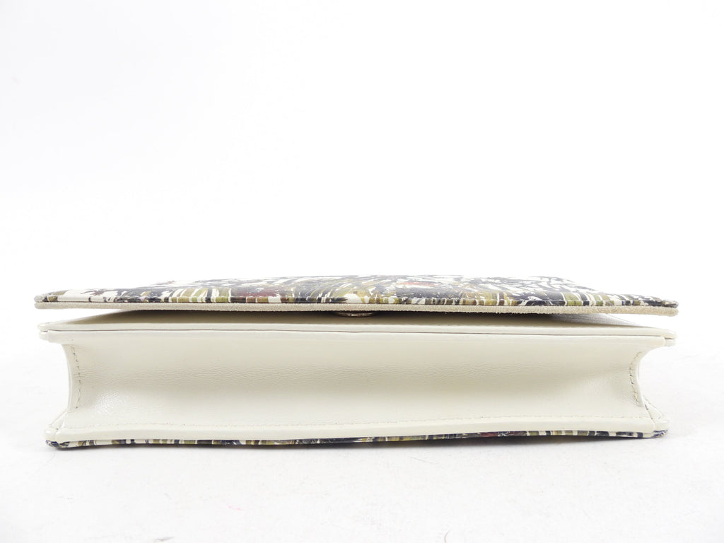 Dior Lady Dior Ivory Leather Floral Pouch Wallet on Chain