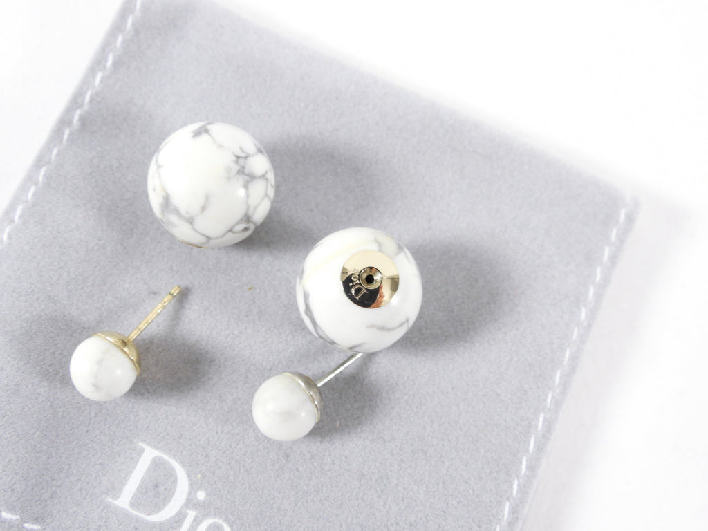 Dior Marble Howlite Mise en Dior Tribales Round Globe Earrings