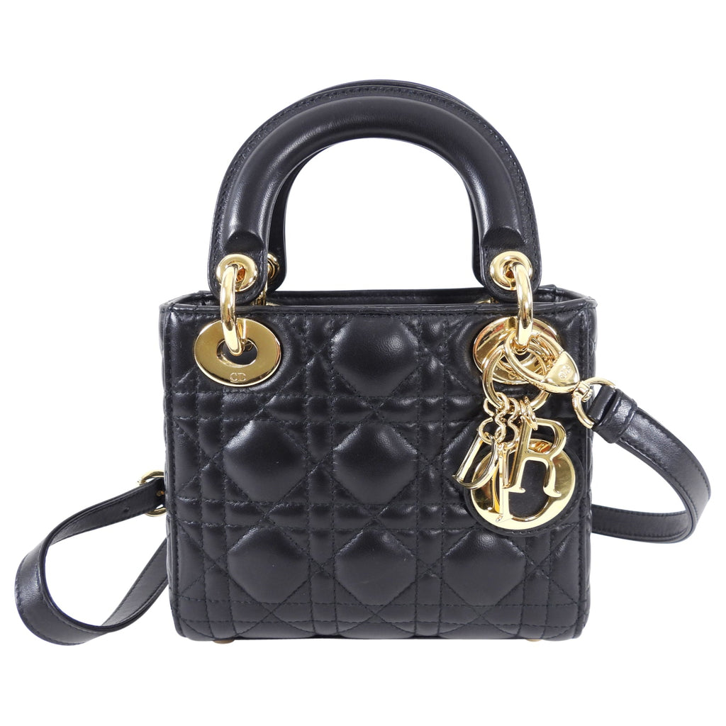 Dior Lady Dior Black Lambskin Mini Cannage Bag