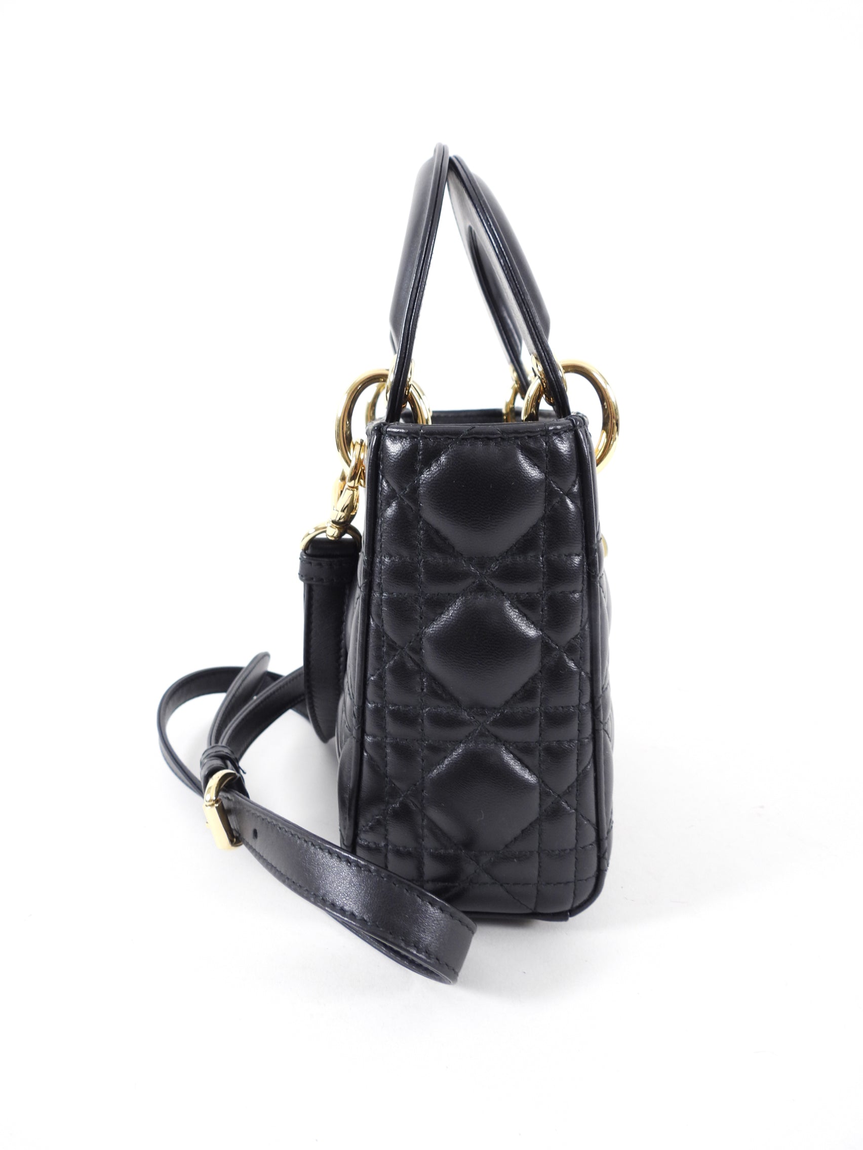 Dior Lady Dior Black Lambskin Mini Cannage Bag