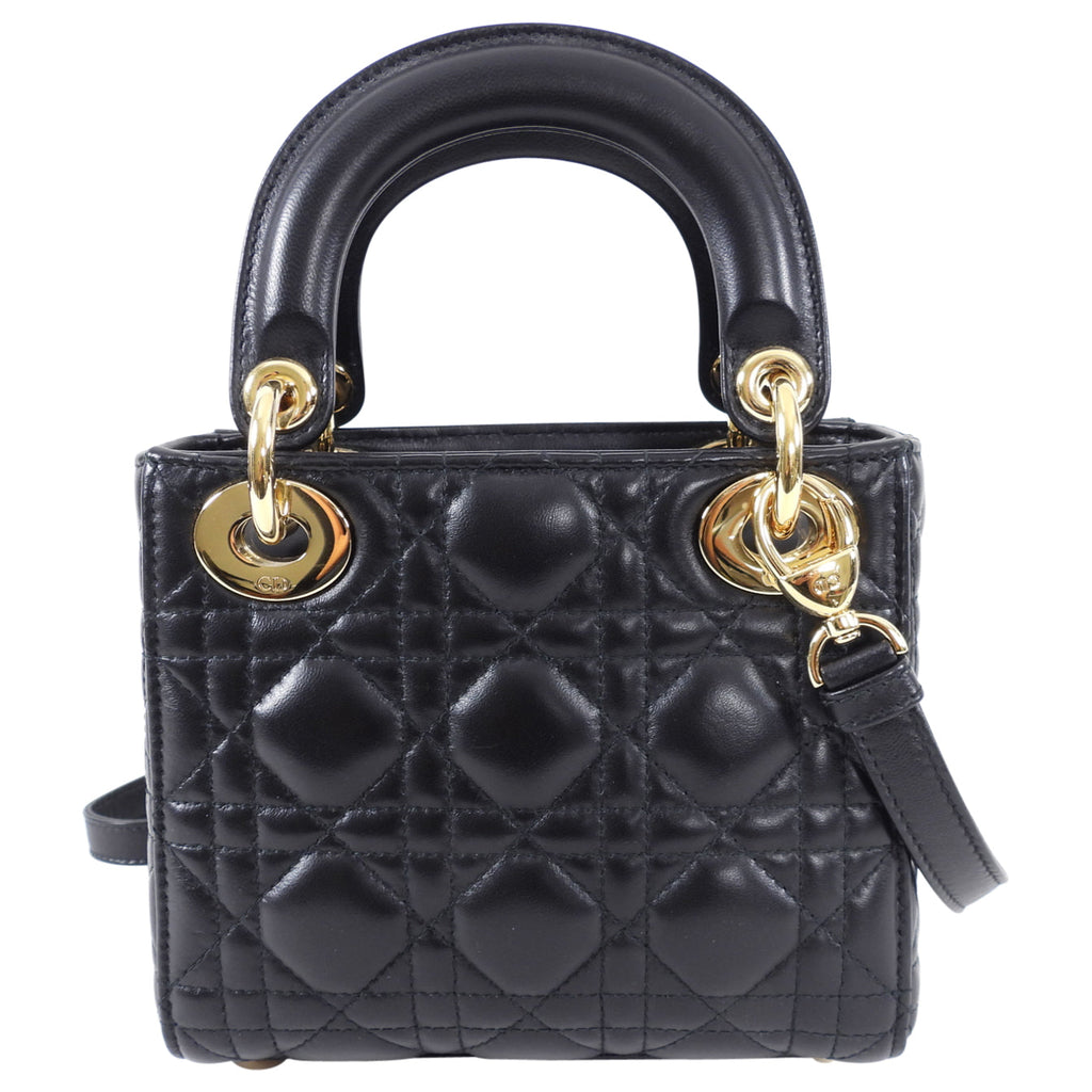 Dior Lady Dior Black Lambskin Mini Cannage Bag