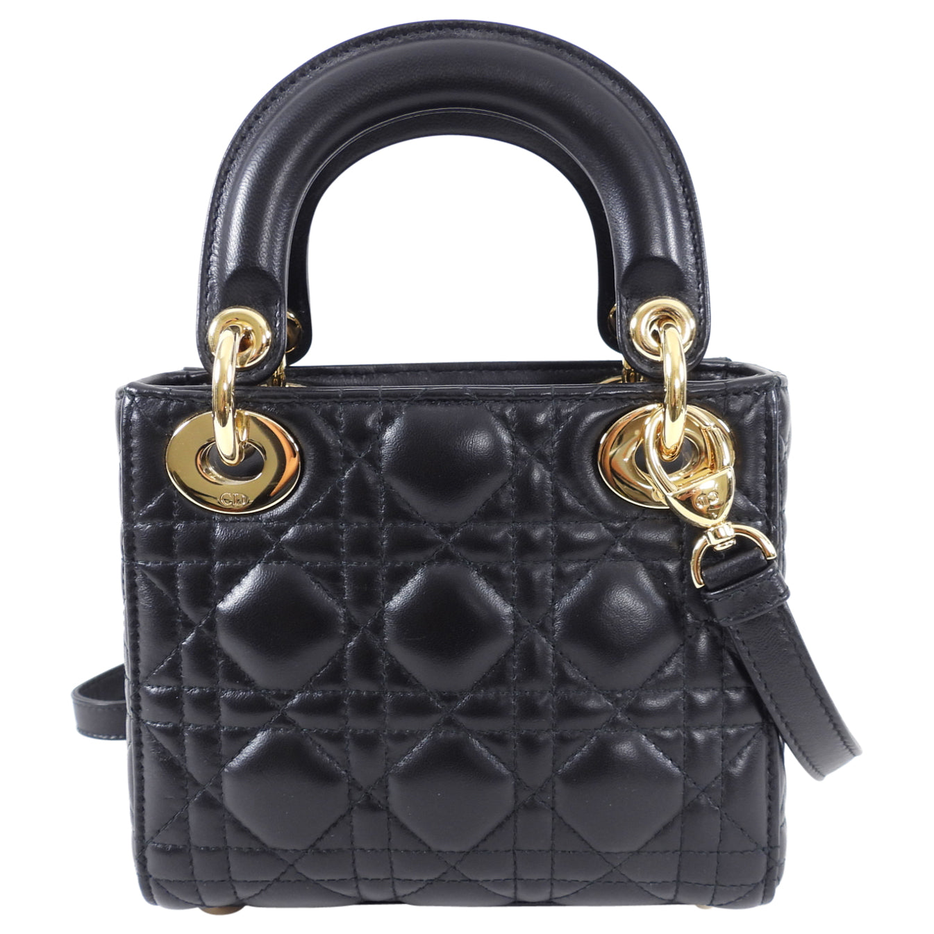 Dior Lady Dior Black Lambskin Mini Cannage Bag