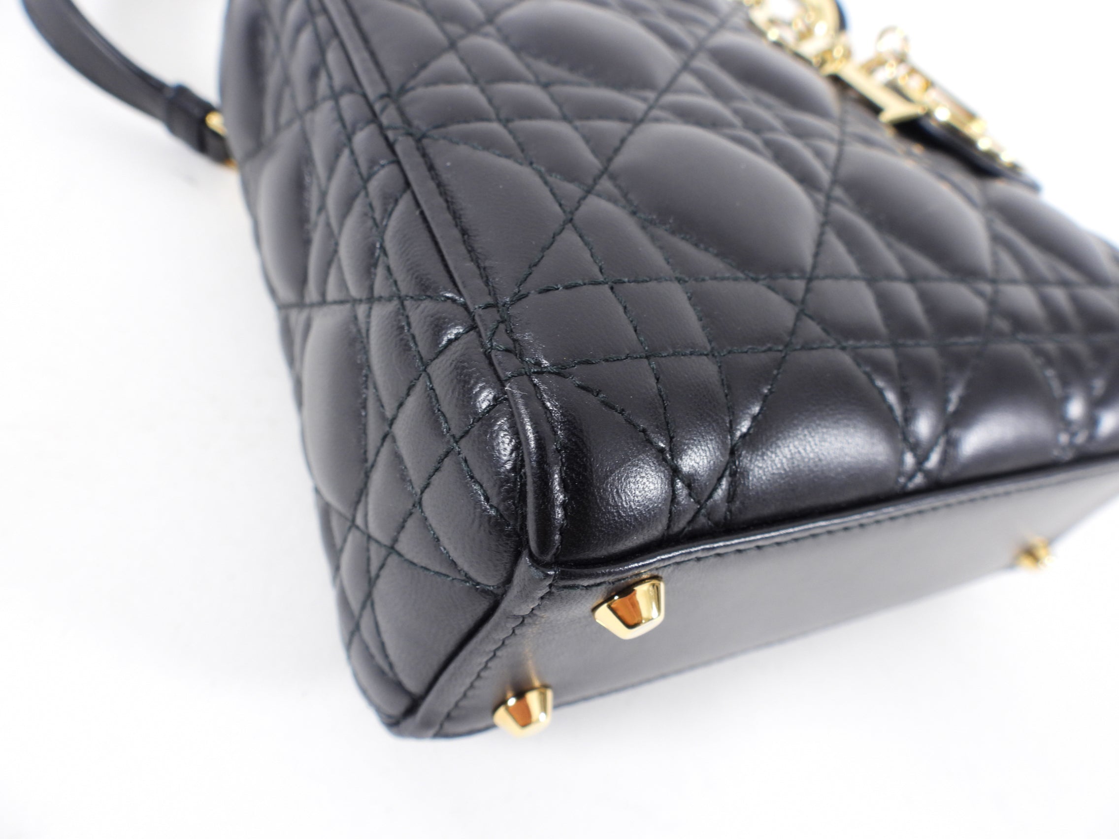 Dior Lady Dior Black Lambskin Mini Cannage Bag