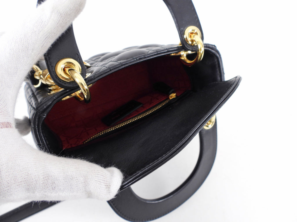 Dior Lady Dior Black Lambskin Mini Cannage Bag