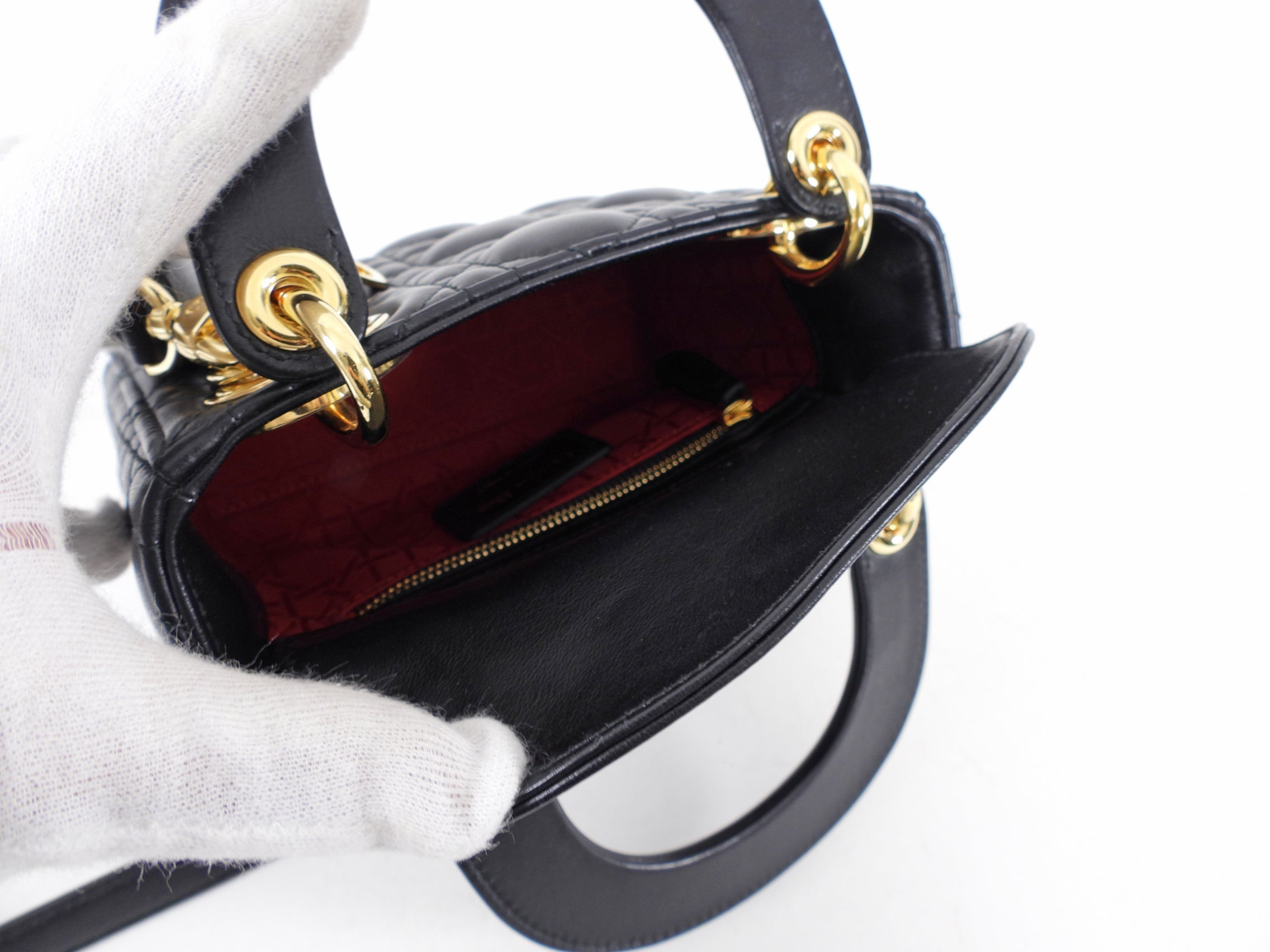 Dior Lady Dior Black Lambskin Mini Cannage Bag