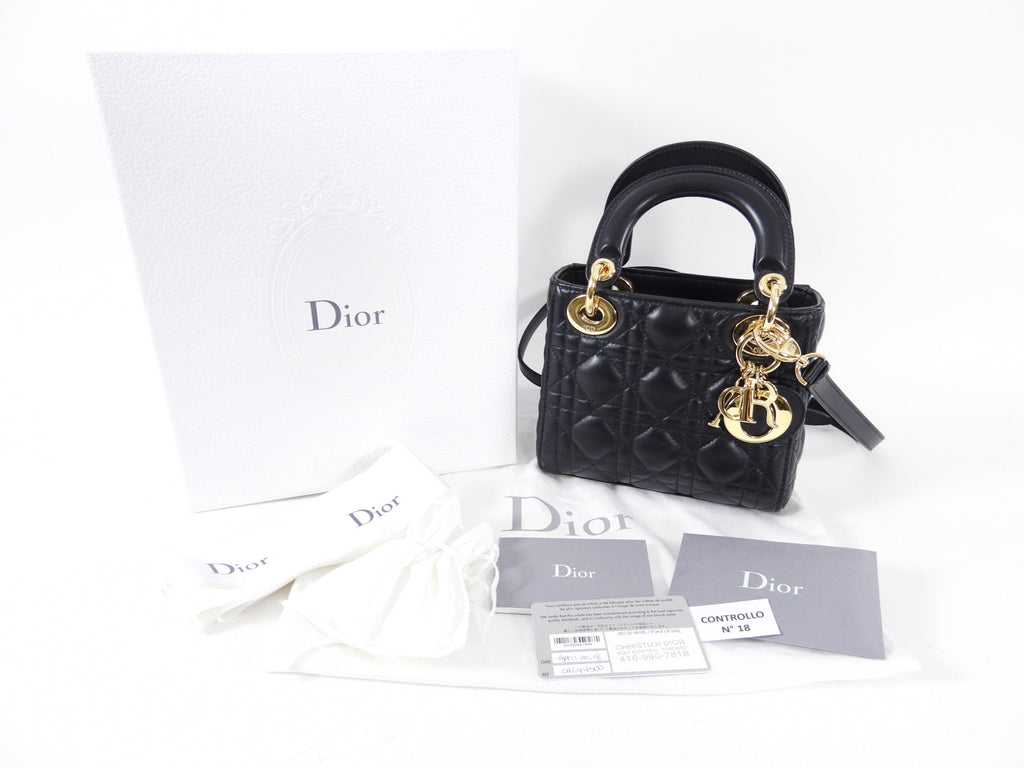 Dior Lady Dior Black Lambskin Mini Cannage Bag