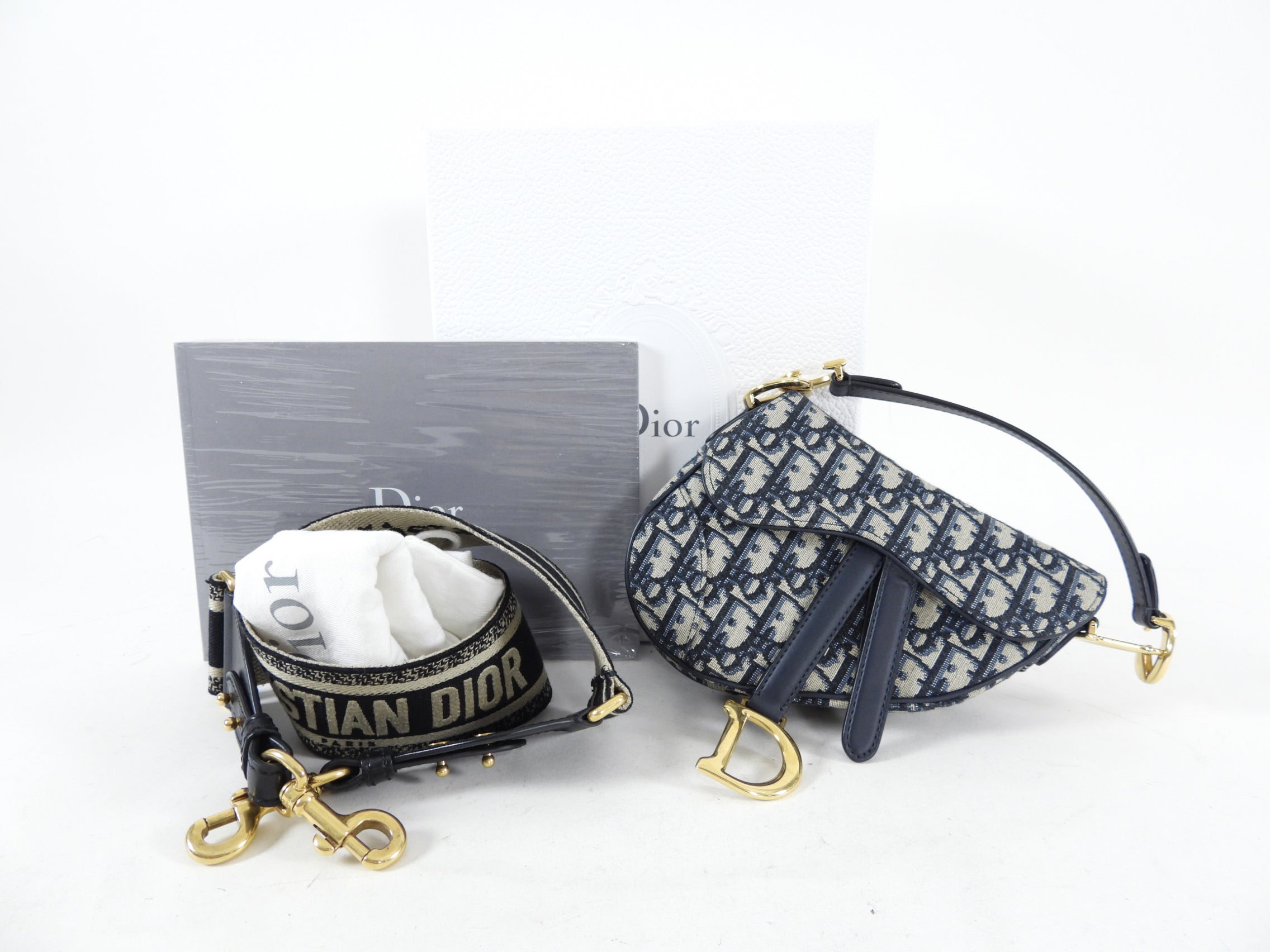 Dior Mini Saddle Bag Oblique Jacquard with Wide Shoulder Strap