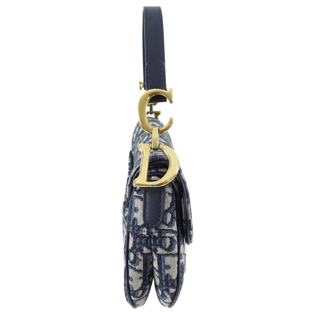 Dior Mini Saddle Bag Oblique Jacquard with Wide Shoulder Strap