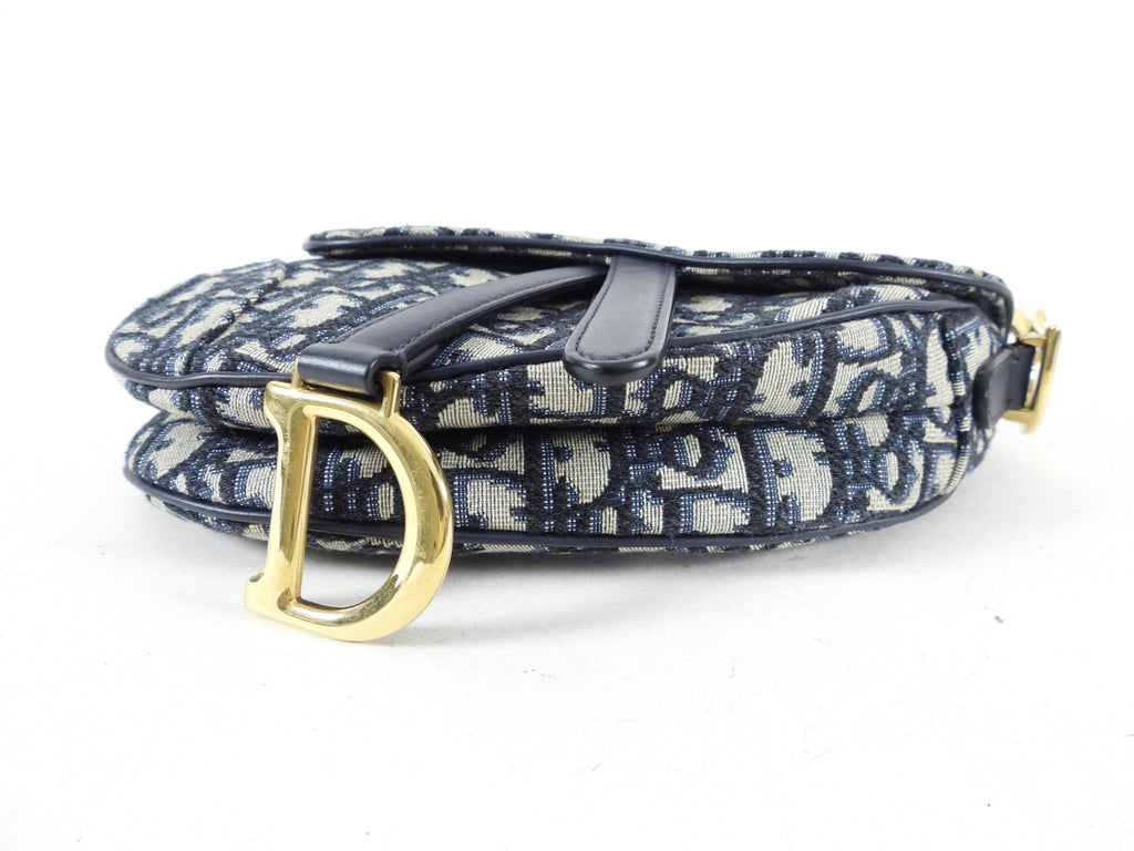 Dior Mini Saddle Bag Oblique Jacquard with Wide Shoulder Strap