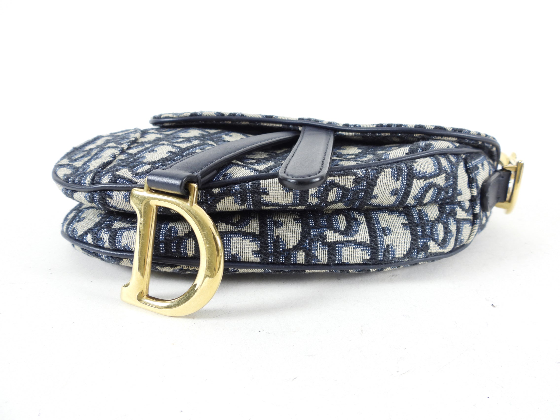 Dior Mini Saddle Bag Oblique Jacquard with Wide Shoulder Strap