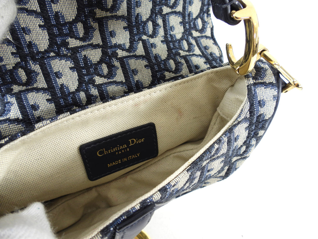 Dior Mini Saddle Bag Oblique Jacquard with Wide Shoulder Strap