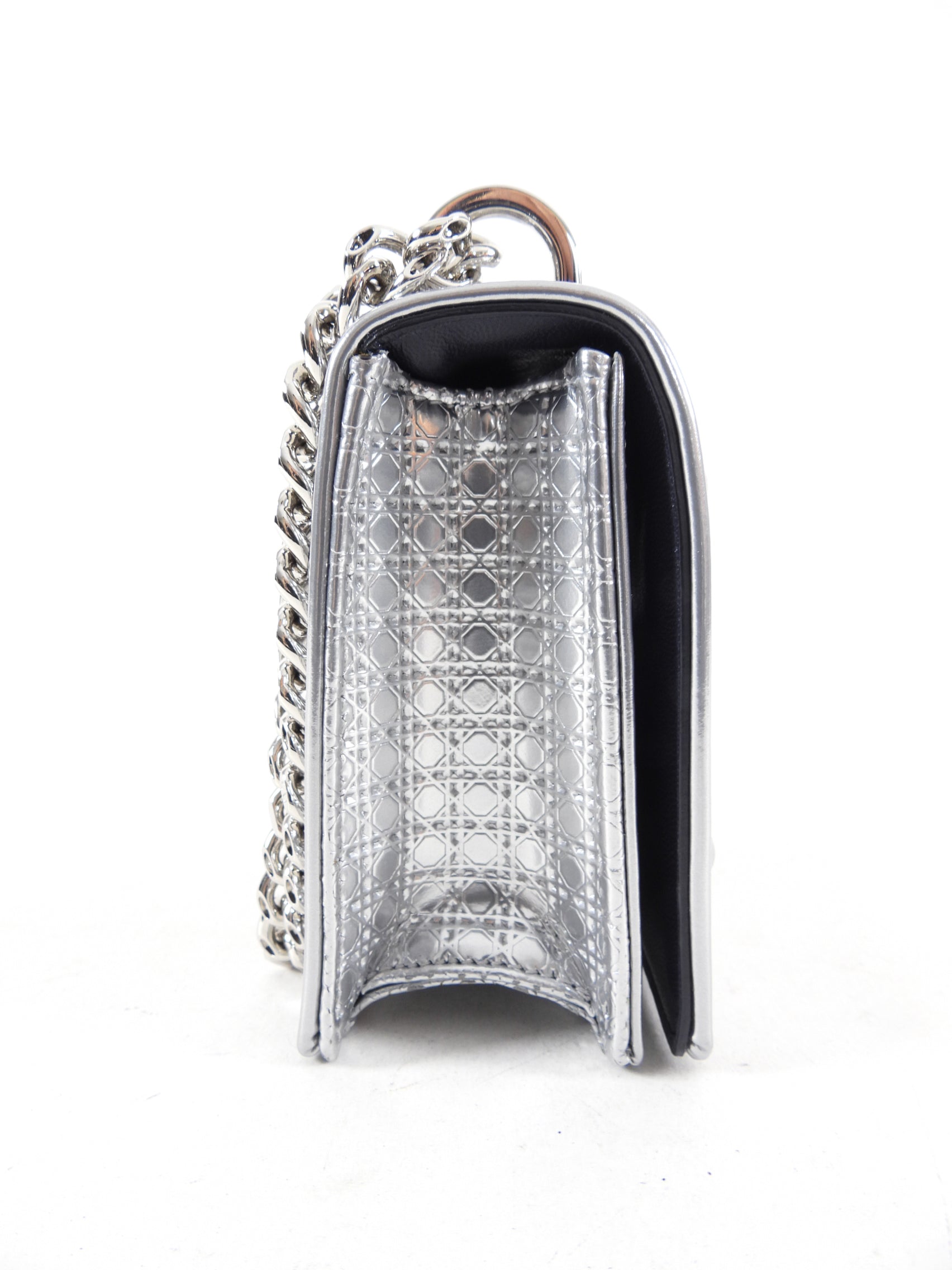 Christian Dior Silver Micro-Cannage Mini Diorama Bag
