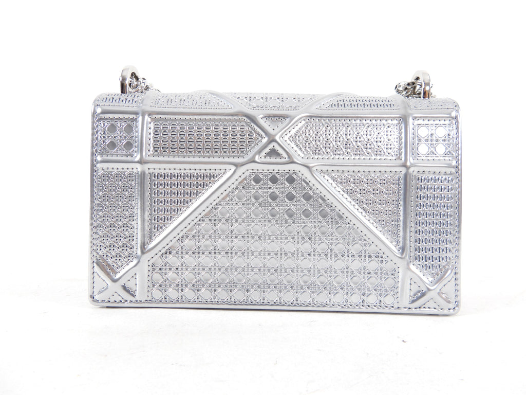 Christian Dior Silver Micro-Cannage Mini Diorama Bag
