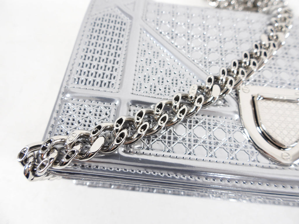 Christian Dior Silver Micro-Cannage Mini Diorama Bag