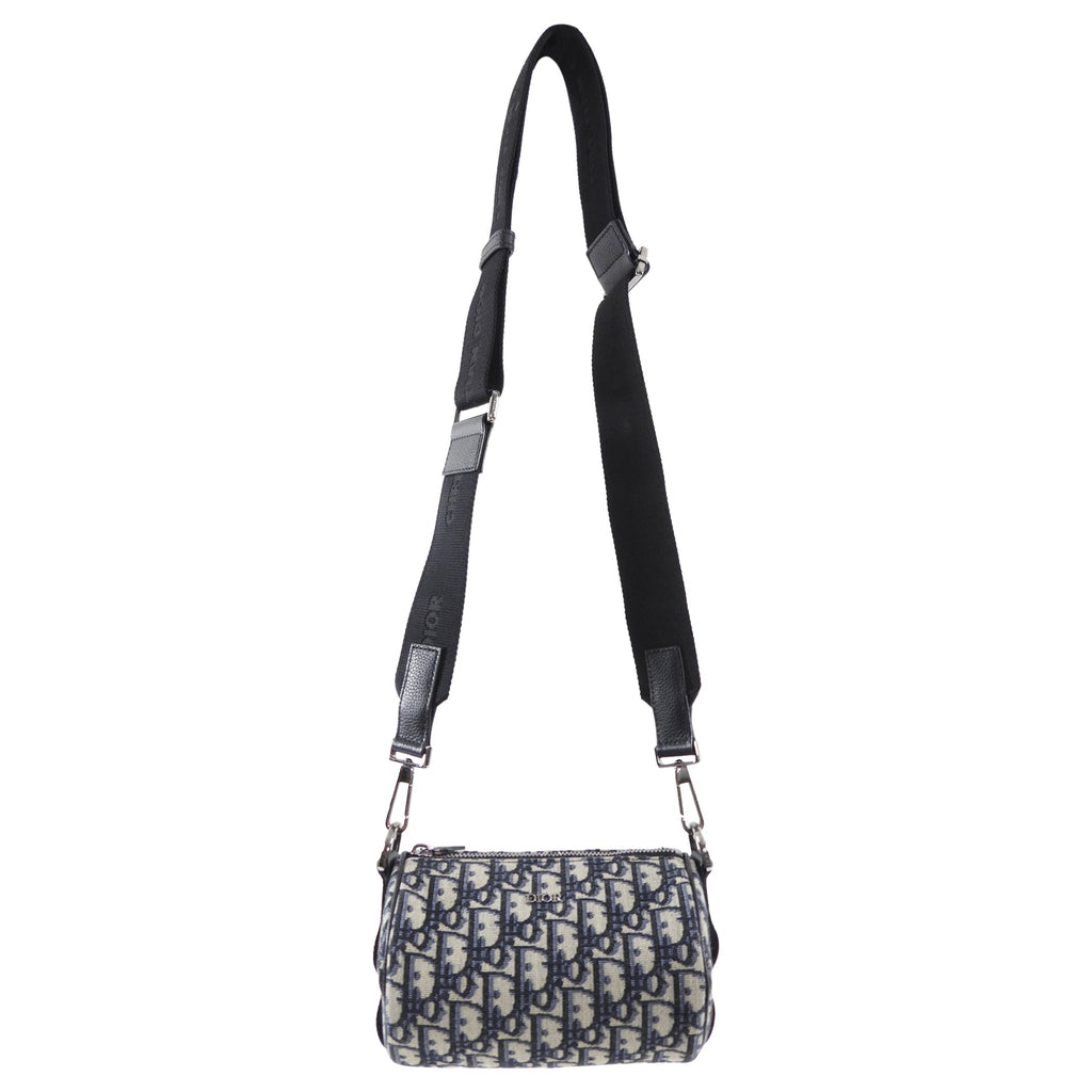 Christian Dior Navy Oblique Canvas Roller Messenger Bag