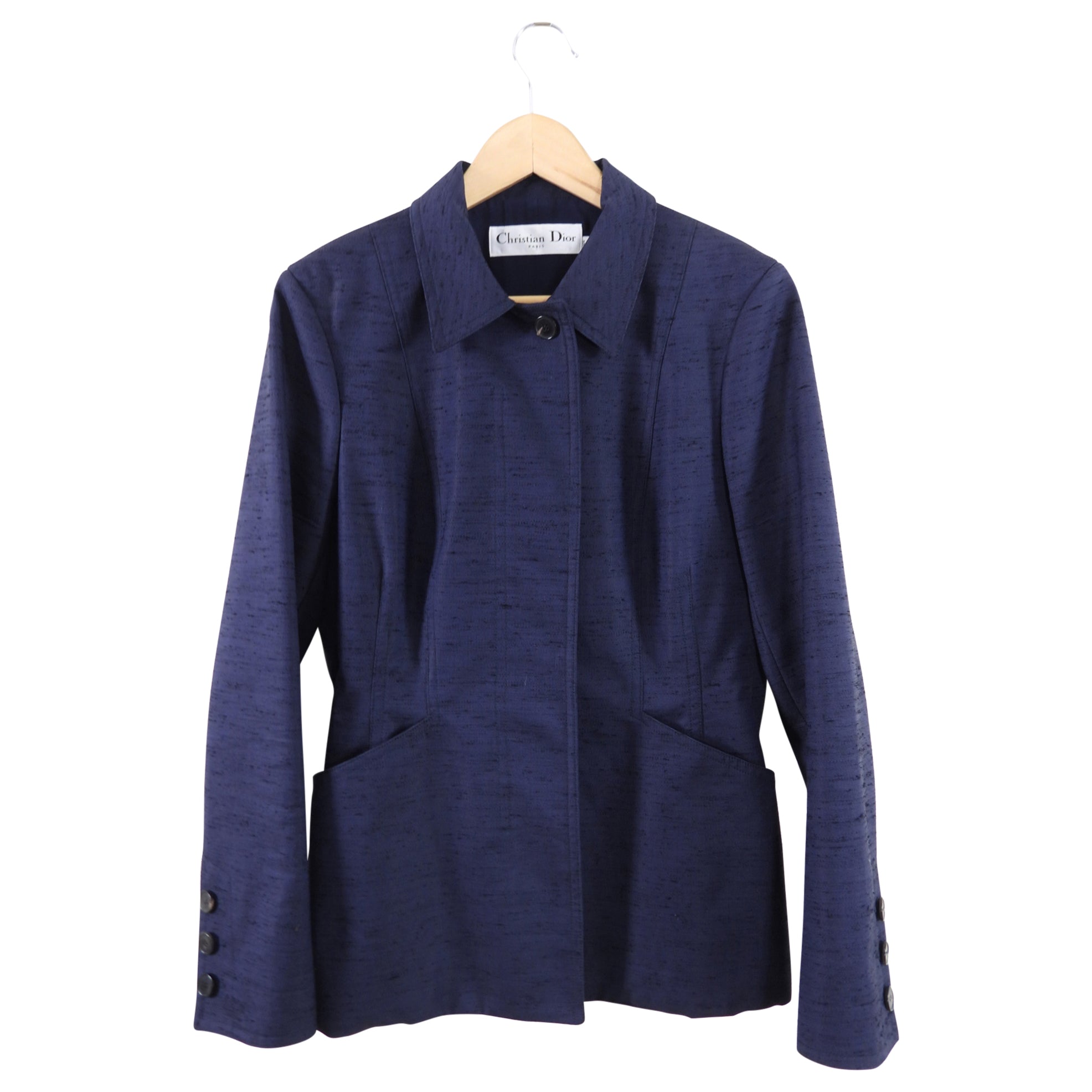 Christian Dior Navy Textured Zip Jacket - 8/10