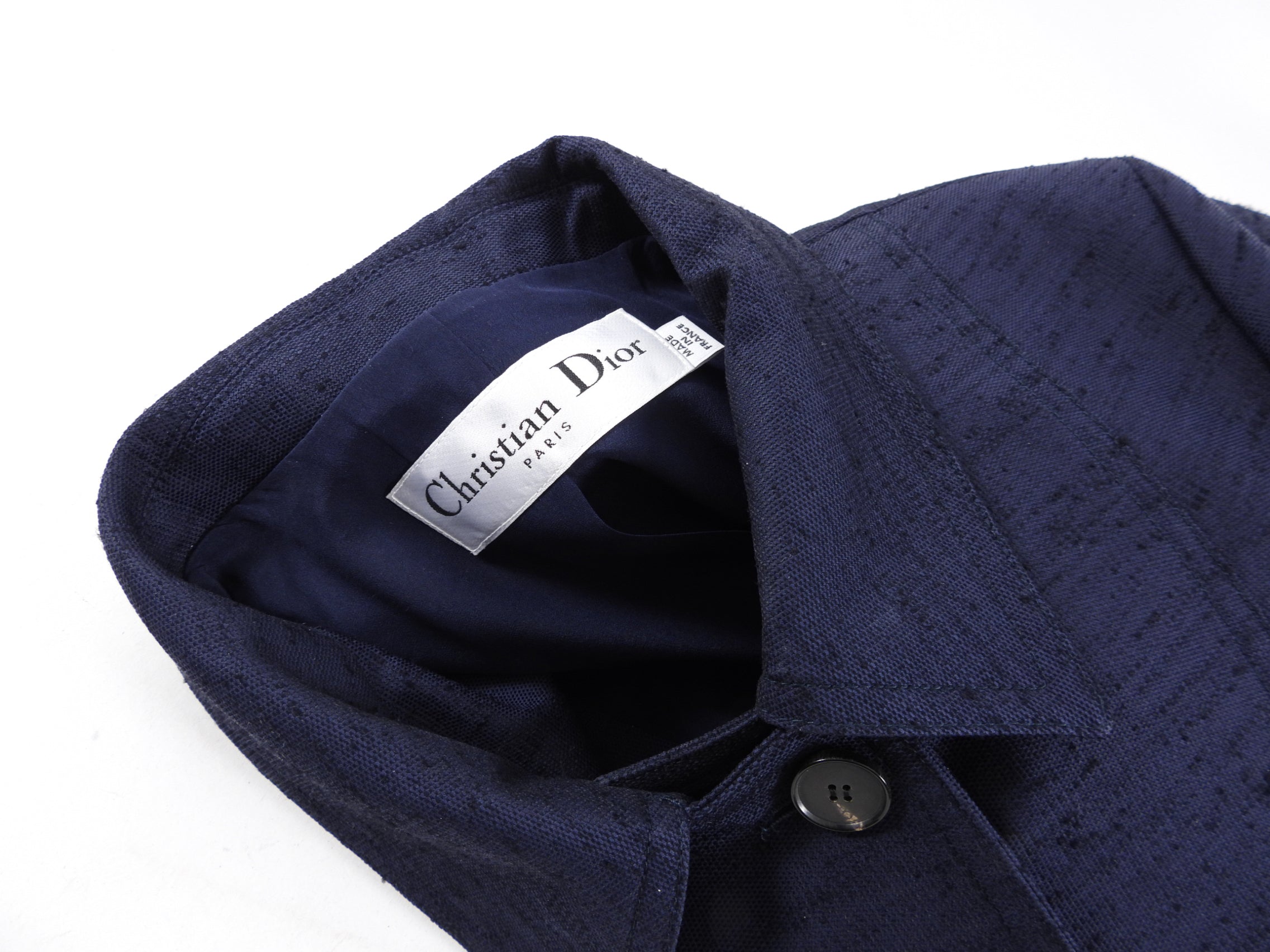 Christian Dior Navy Textured Zip Jacket - 8/10