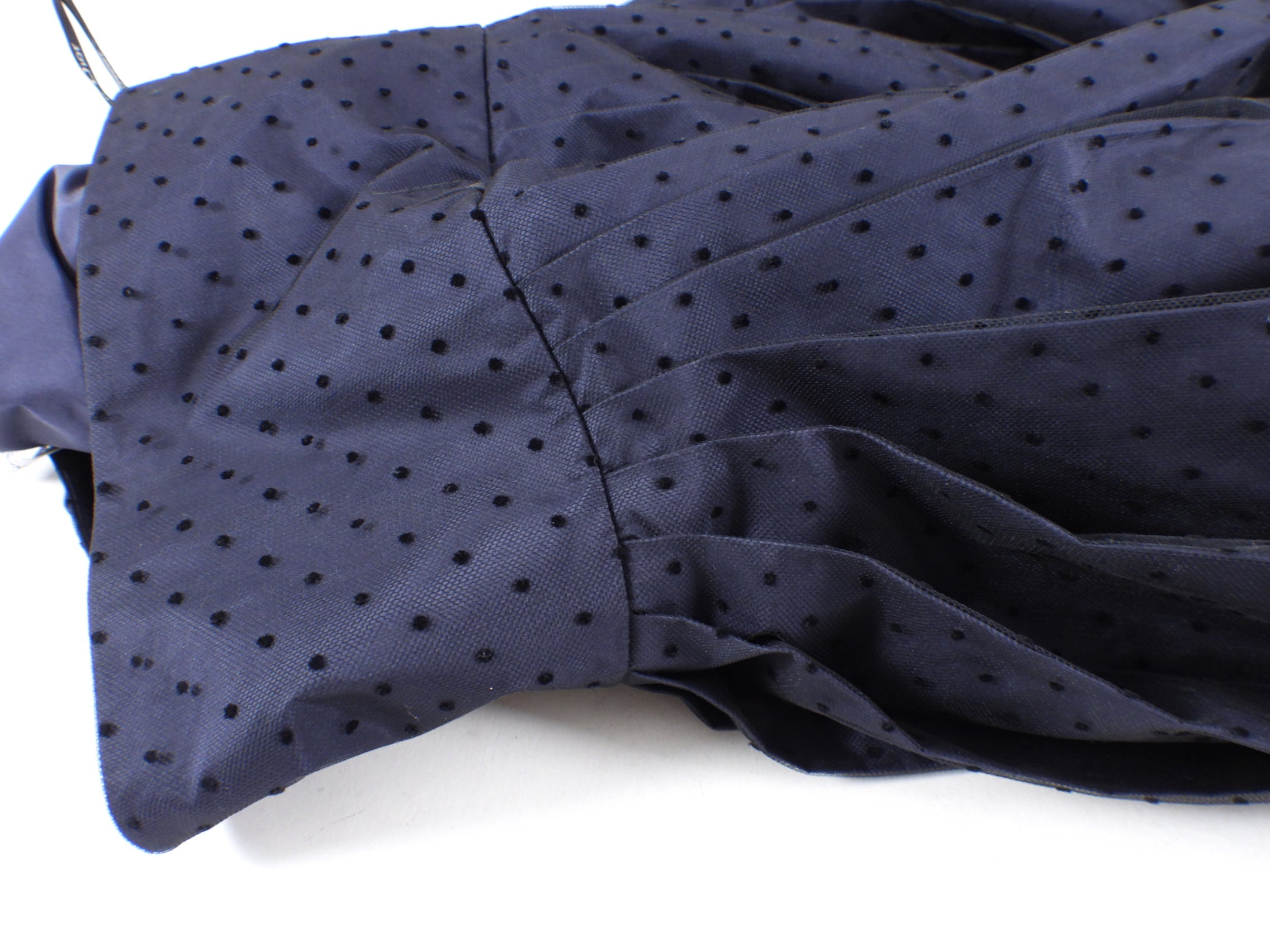 Christian Dior Midnight Navy Tulle Swiss Dot Pleat Skirt - 30" waist