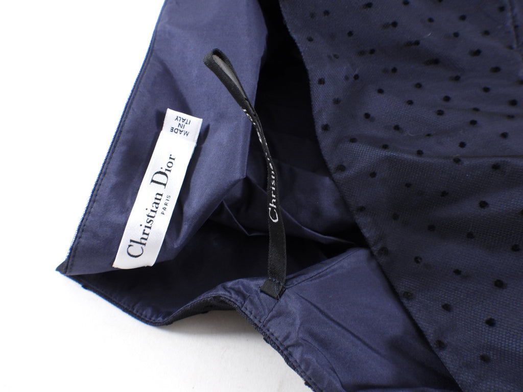 Christian Dior Midnight Navy Tulle Swiss Dot Pleat Skirt - 30" waist