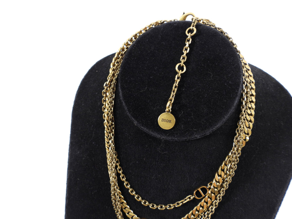 Christian Dior Brass Multi Chain CD Necklace