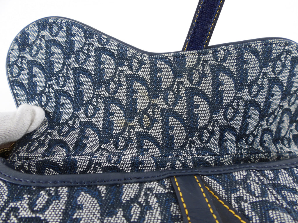Christian Dior Vintage Oblique Blue GHW Saddle Bag