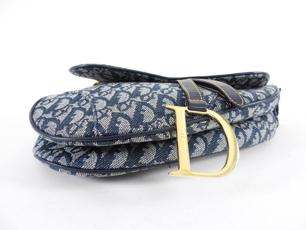 Christian Dior Vintage Oblique Blue GHW Saddle Bag