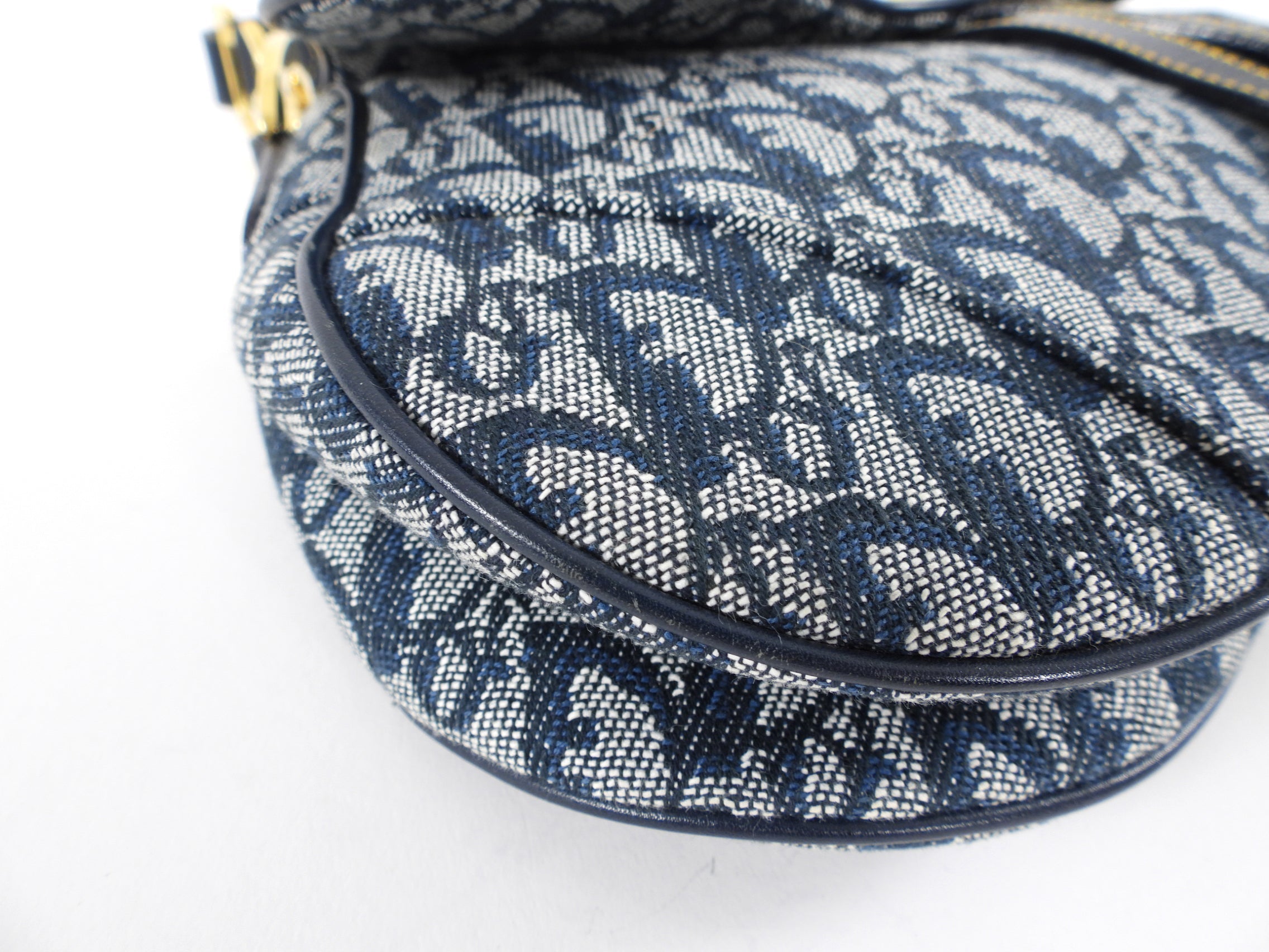 Christian Dior Vintage Oblique Blue GHW Saddle Bag
