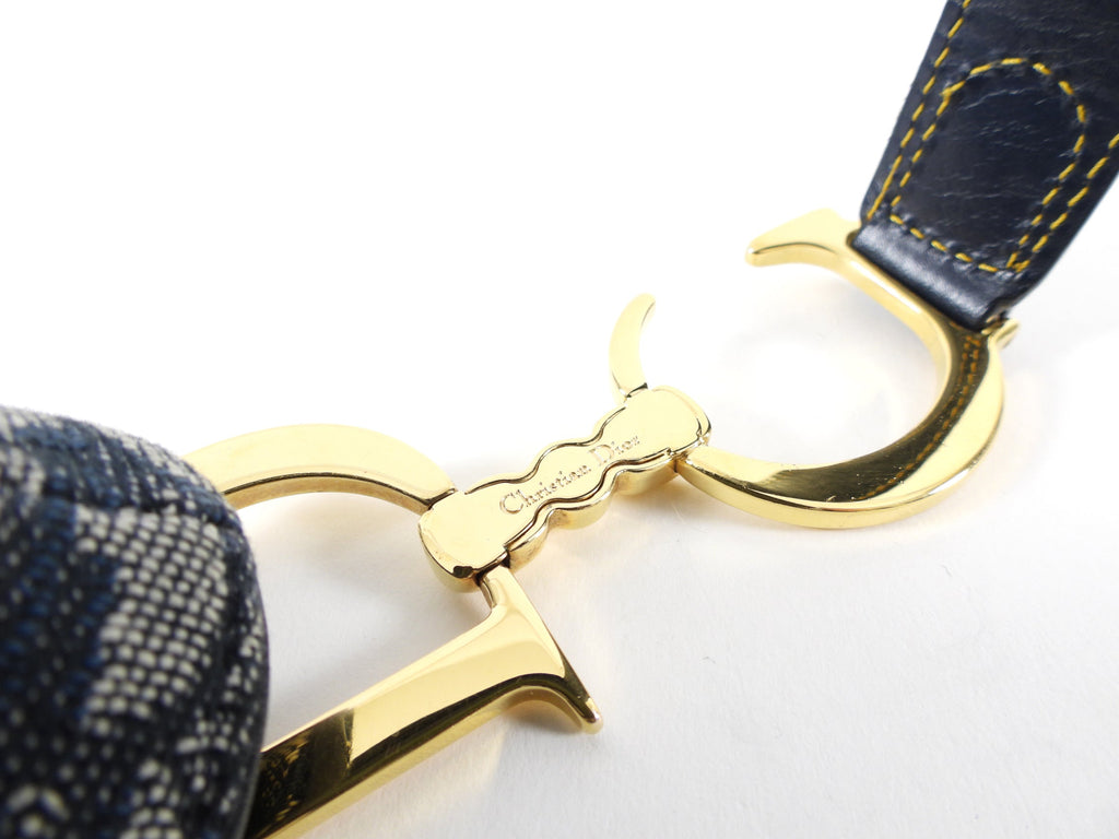 Christian Dior Vintage Oblique Blue GHW Saddle Bag