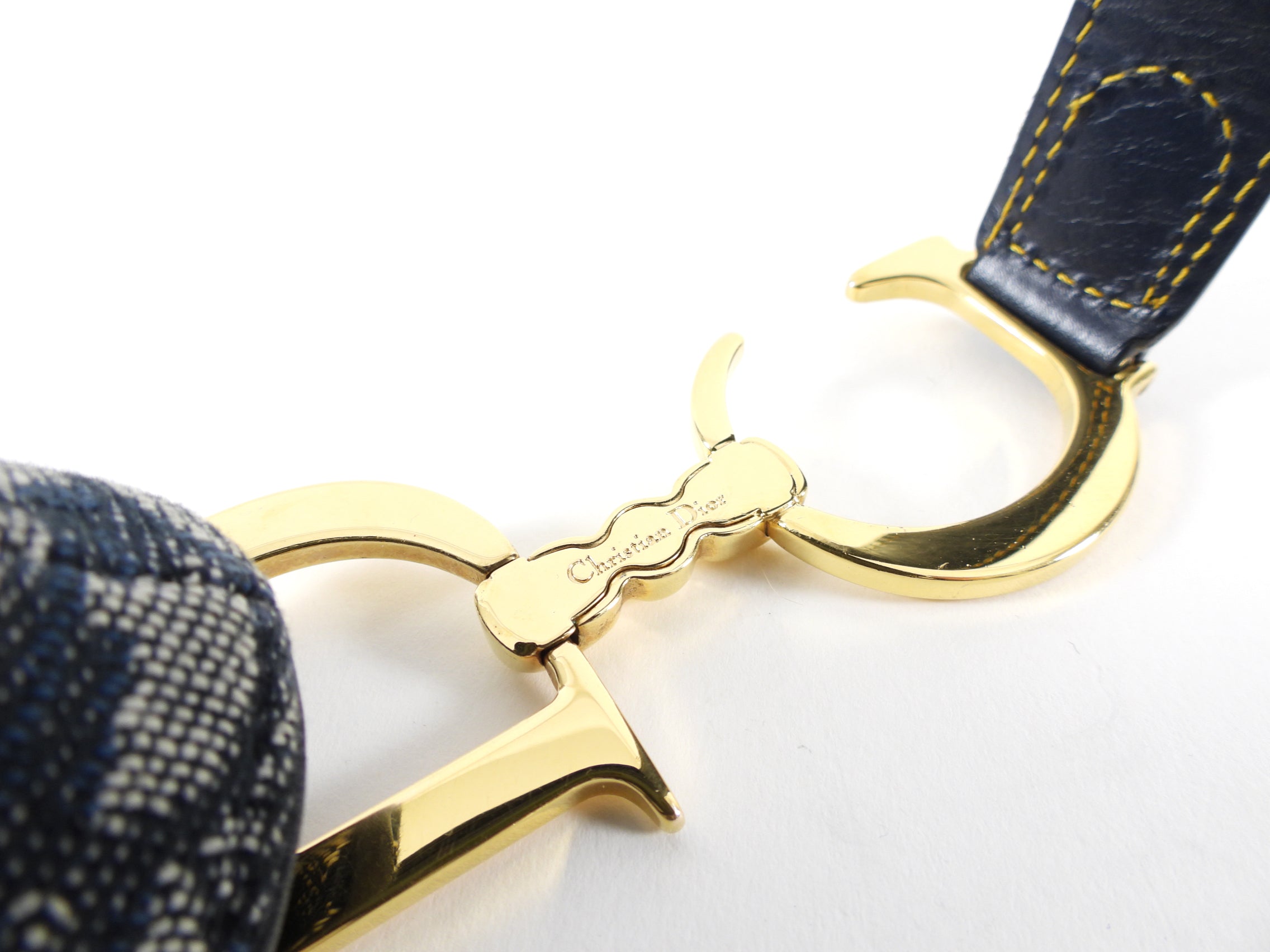 Christian Dior Vintage Oblique Blue GHW Saddle Bag