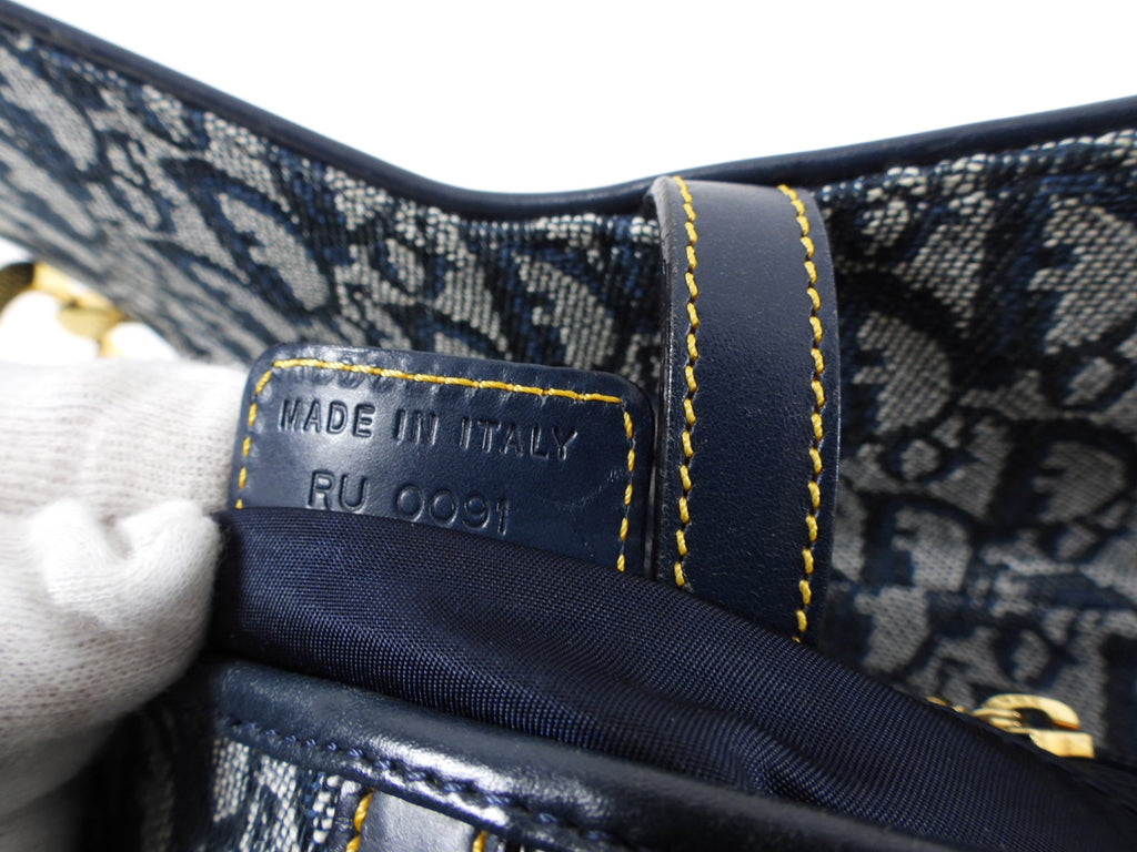 Christian Dior Vintage Oblique Blue GHW Saddle Bag