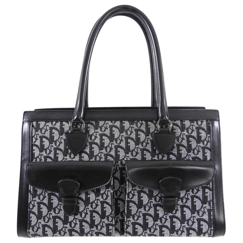 Dior Vintage Black Oblique Monogram Canvas Tote Bag