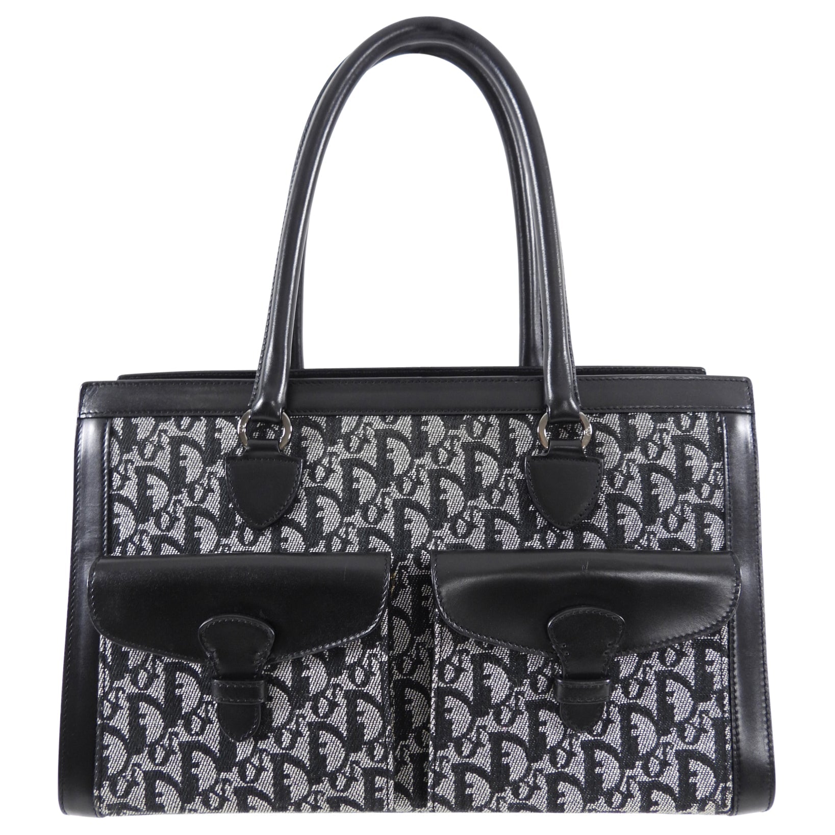 Dior Vintage Black Oblique Monogram Canvas Tote Bag