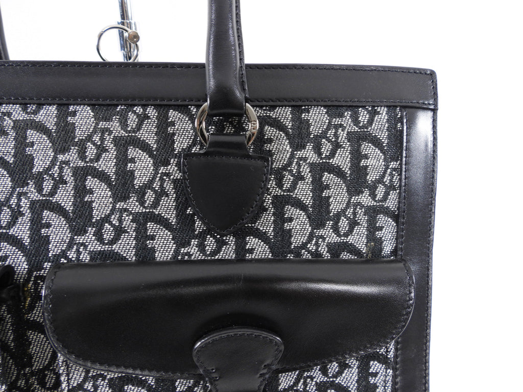 Dior Vintage Black Oblique Monogram Canvas Tote Bag