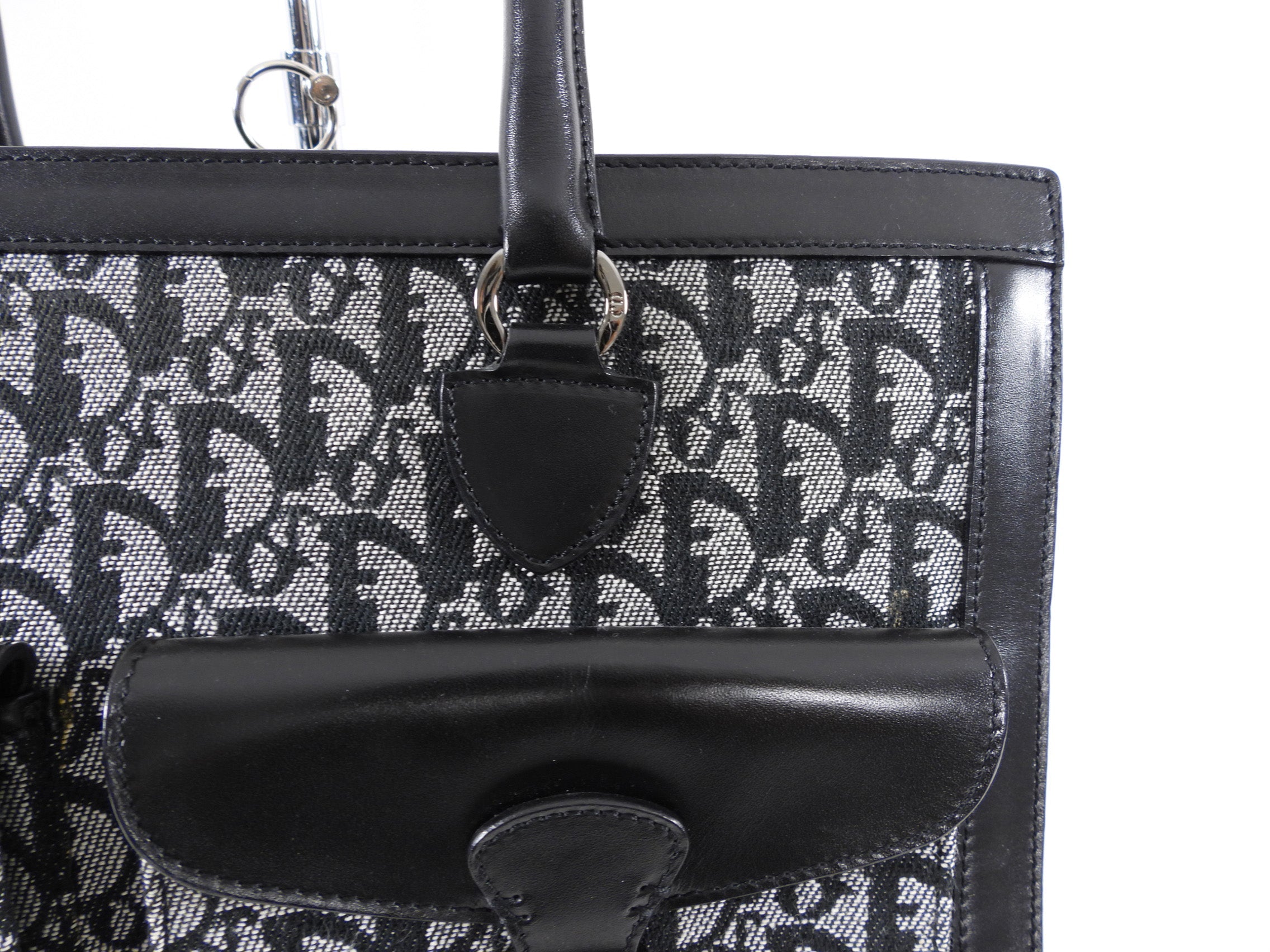 Dior Vintage Black Oblique Monogram Canvas Tote Bag