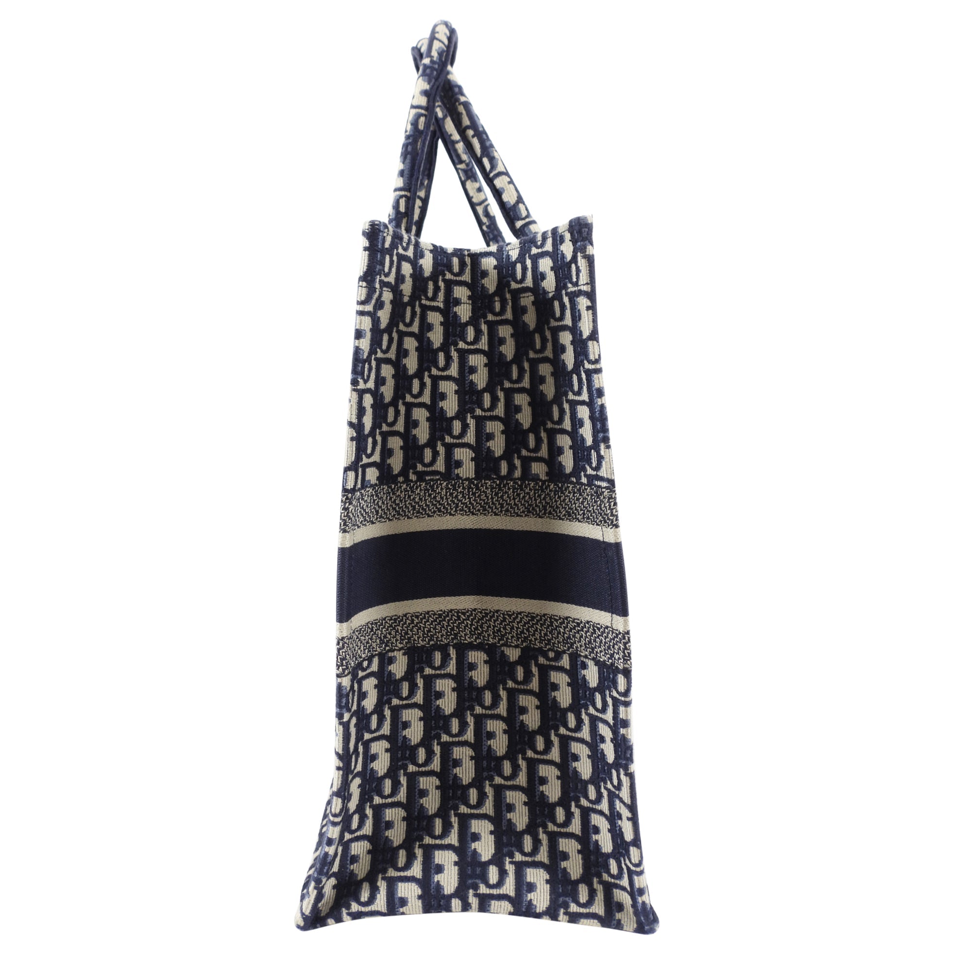 Dior Navy Oblique Trotteur Logo Large Book Bag Tote