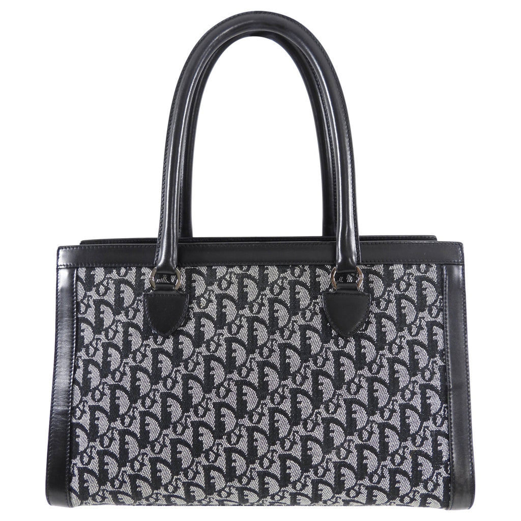 Dior Vintage Black Oblique Monogram Canvas Tote Bag