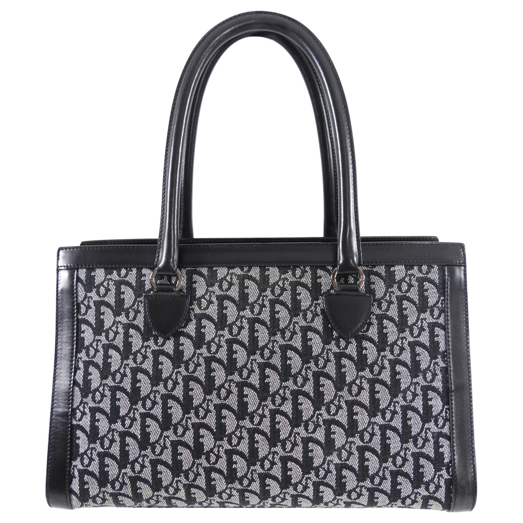 Dior Vintage Black Oblique Monogram Canvas Tote Bag