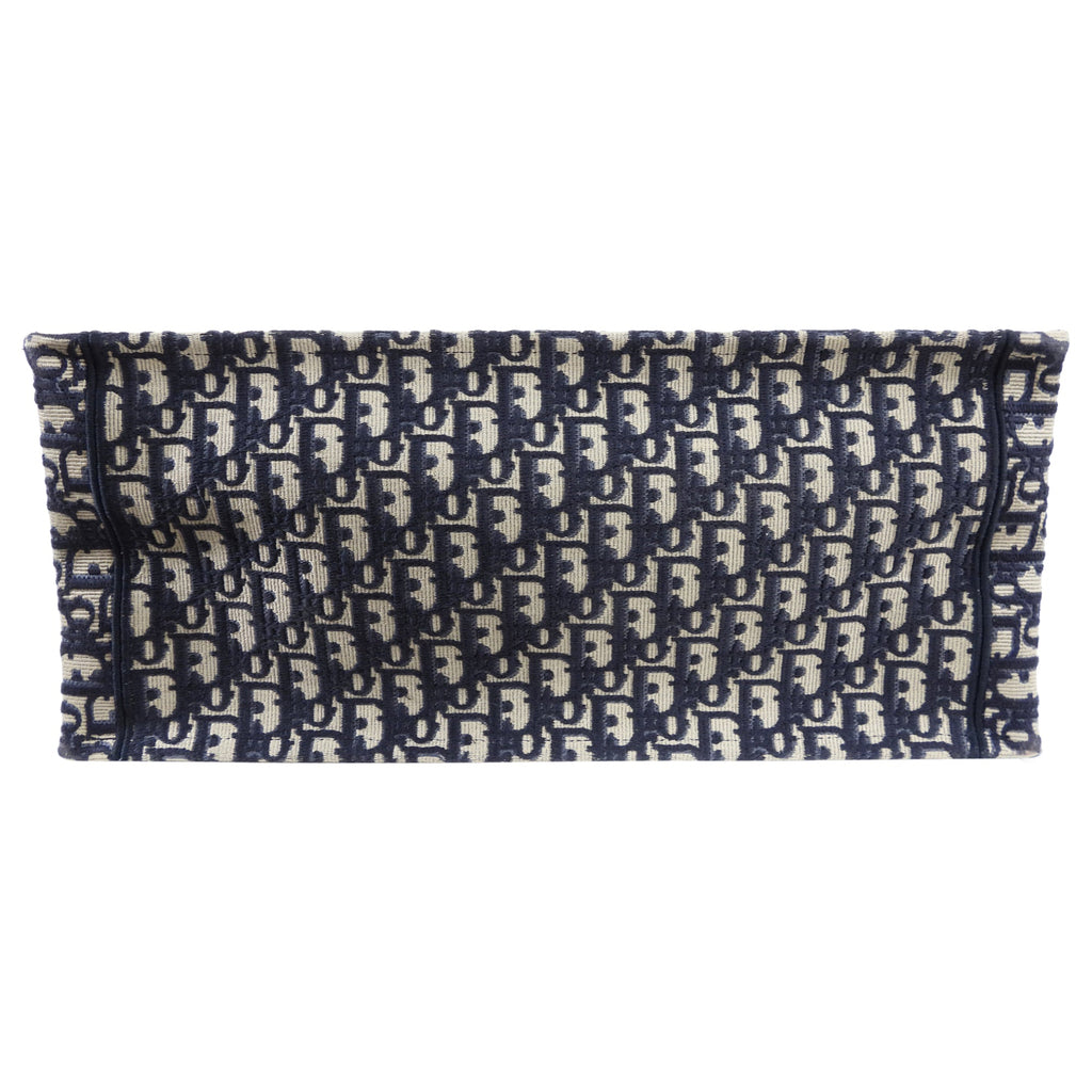 Dior Navy Oblique Trotteur Logo Large Book Bag Tote